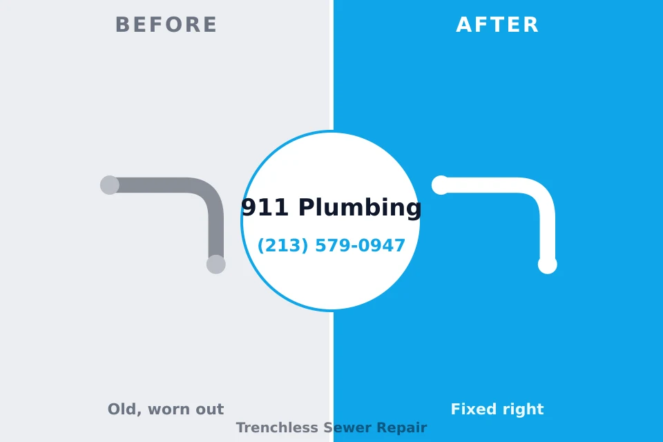 Before and after: plumbing repair Portola Valley, CA